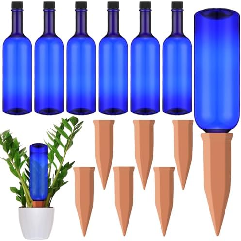 SiliFine 6 Sets Terracotta Watering Spikes,Dark Blue and Terracotta by SiliFine