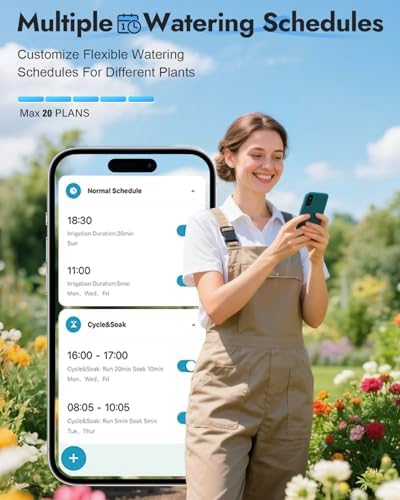 Insoma WiFi Water Timer Brass Inlet, Smart Sprinkler Timer for Garden Hose, APP & Voice Control Hose Timers, No WiFi Hub, 20 Watering Plans, Rain Delay Manual Mode for Garden Lawns(2.4GHz Only) - Image 4