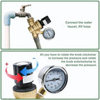 U.S. Solid 3/4 in GHT RV Water Pressure Regulator, Handwheel-Adjustable Lead-Free Brass Valve with 0-160 psi Gauge and Inlet Filter, for RV Camper Trailer and Garden Hose - Image 5