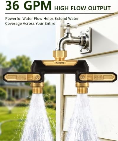 Garden Hose Splitter 2 Way, Heavy Duty Metal Water Spigot Splitter - Image 6