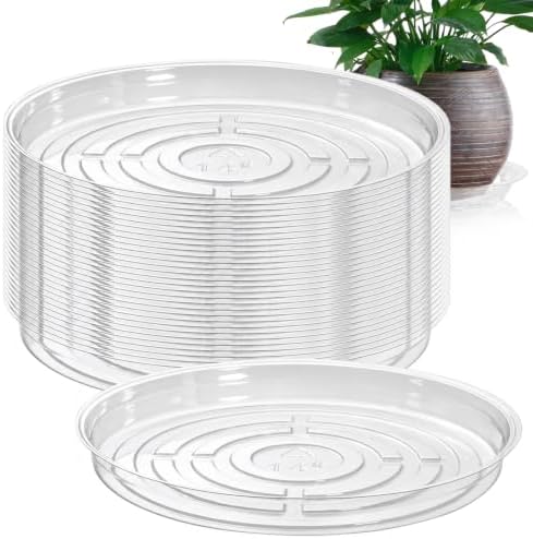 30 Pack 14 Inch Plant Saucer Clear Plant Saucers for Outdoors Plant Drip Trays Extra Large Plant Saucer Dish Plant Pot Saucers Planter Trays for Outdoor Plants Bulk by UltraOutlet
