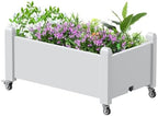 Vixzen Raised Garden Bed with Wheels Outdoor,Resin Weatherproof Planter Box with Drain Hole and Water Level Detector,for Planting Plants Vegetables(Ashen 30.04"×17.72"×17.56" by Vixzen