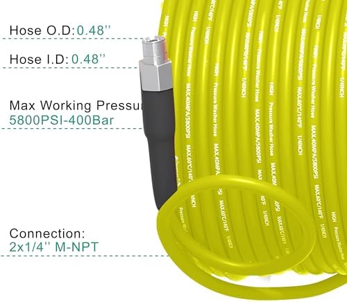 Selkie Pressure Washer Sewer Jetter Kit - 100Ft X1/4" Hydro Drain Jetter Cleaner Hose, Corner, Rotating and Button Nose Sewer Jetting Nozzle Waterproof Tape,Orifice 4.0 4.5,1/4 Inch NPT,5800 PSI - Image 2