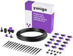 Blooming Micro Drip Irrigation Kit 65 ft – 15-Plant System for Container Gardens & Pots, Adjustable Drippers and Pressure Regulator Included, Easy Tool-Free Setup, UV-Resistant by Yunigo