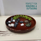 Ceramic Plant Saucer 9 Inch, Round Plant Trays for Indoors/Outdoors, Flower Pot Saucers for Holding Water Drips and Soil, Ceramic Drainage Tray for Plant Pot (Reactive Glaze Brown) - Image 2