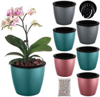 Planterhoma 6.7 Inch Self Watering Pots for Indoor Plants, 6 Packs African Violet Pots, Black Wick Pot with Drainage Holes, Self Watering Planters for Orchid, Devil's Ivy, Silver/Blue/Rose Gold by Planterhoma