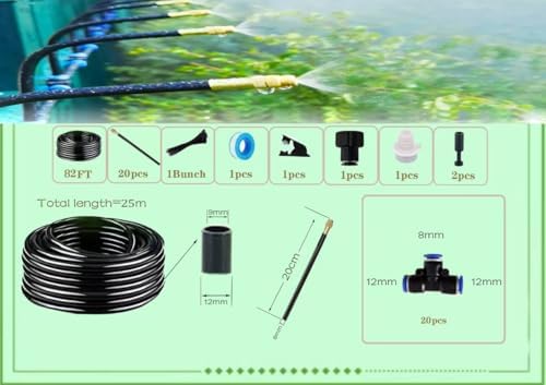 New drip Irrigation kit, Automatic Garden Watering System, Quick Connector and 360-degree Bending Dropper atomizing Copper Nozzle, Garden Plant Lawn Courtyard Watering System. (82FT) - Image 2
