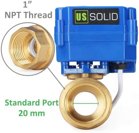 U.S. Solid Motorized Ball Valve- 1" Brass Ball Valve with Standard Port, 9-24V AC/DC and 2 Wire Auto Return Setup (Pack of 12) - Image 7