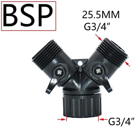 3/4 Thread Y Garden Tap 2-Way Hose Splitter with Nipple Quick Connector Irrigation Valve Garden Water Pipe Adapter 1Pcs (Color : European thread-03) - Image 4