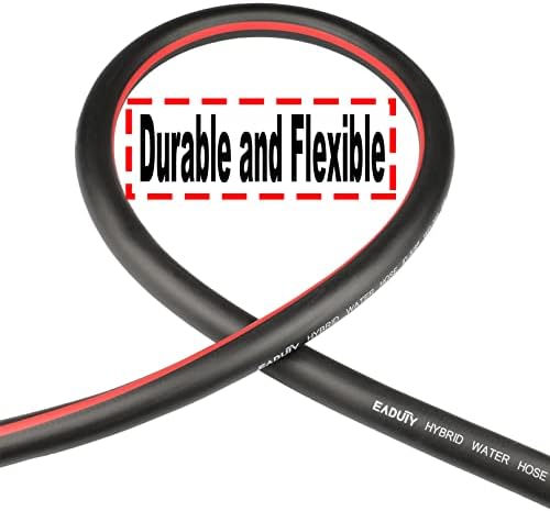 Hybrid Garden Hose 5/8 IN. x 75 FT, Heavy Duty, Lightweight, Flexible with Rotatable Grip Handle and Solid Brass Fittings, Gray+Red - Image 2