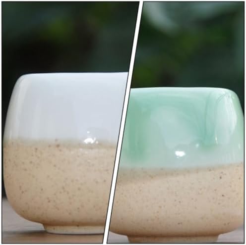 Abaodam 6pcs Mini Ceramic Flower Pot for Succulents and Bonsai, Light Green - Image 5