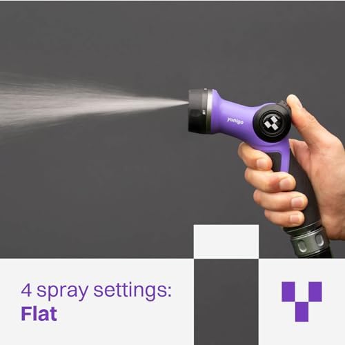 SPRAY NOZZLE, 4-Pattern Water Hose Nozzle with Thumb Flow Control, Ergonomic Grip & Metal Connector, Fits Standard Garden Hoses - Image 6
