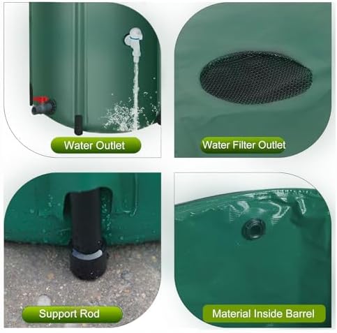 Collapsible Rain Barrel Kit - Green Water Catcher with Spigot & Lid, 60x70cm (24x28in) - Portable Water Storage Solution for Garden & Eco-Friendly Water Collection - Image 2