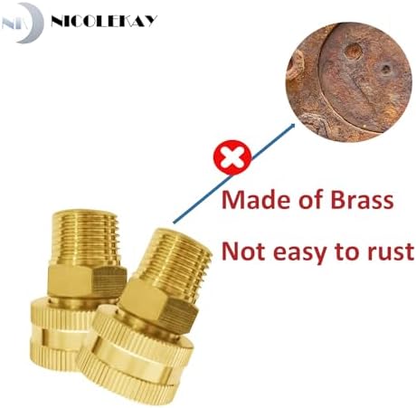 20 PCS Brass Garden Hose Swivel Adapter 3/4" GHT Female to 1/2" NPT Male Garden Hose to Pipe Fittings Connect Garden Pipe Joint Repair Fittings - Image 3