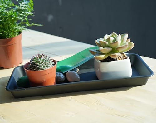 VUWEZ 2 Pack of Plastic Plant Tray Saucer Rectangular 20 21 inch, Planter Trays Saucers for Indoors Outdoor, Plant Water Drip Tray for Flower Pot Planter, Windowsill Trays (8.5 X 21'', Black) - Image 4