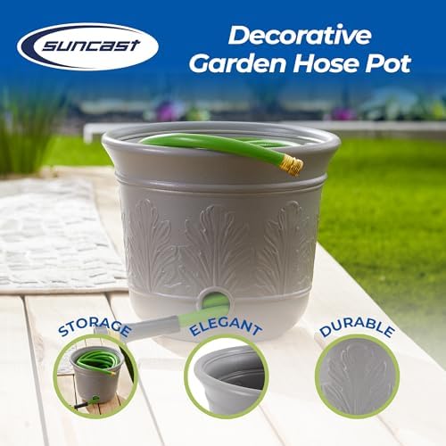 Suncast 2 Pack 300 Foot Heavy Duty 5 Gallon Decorative Plastic Hose Pot for Expandable and Lightweight Hoses, Ideal for Garden, Patio and Backyard Use - Image 2