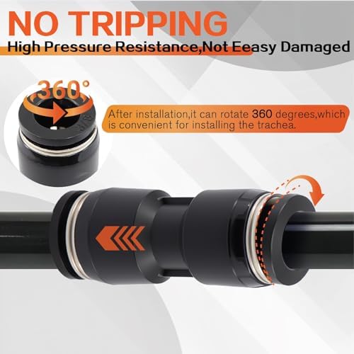 180PCS Air Hose Push to Connect Fittings Kit, 1/8",1/4",5/16",3/8",1/2" & 4,6,8,10,12mm OD Pneumatic Air Line Quick Connect Assortment with Tube Cutter for Air Compressor, Workshop, Auto - Image 4