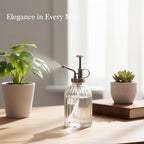 6.8 oz Ribbed Glass Spray Bottle, Fine Mist Mister for Plants & Home Decor, Decorative Clear Dispenser - Image 2