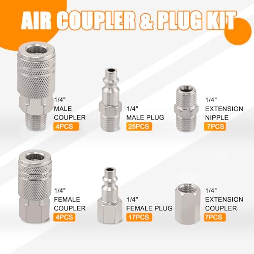 67Pcs Air Hose Coupler and Plug Kit,1/4 Inch NPT - Image 3