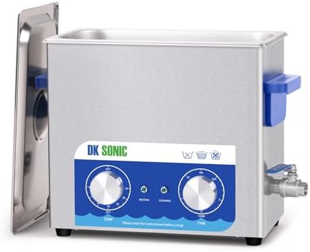 DK SONIC Ultrasonic Cleaner,6L 180W Sonic Cleaner with Heater&Mechanical Timer,Ultrasonic Carburetor Cleaner for Cleaning Gun,Engine,Carburetors,Chains(Include Basket) by DKSONIC