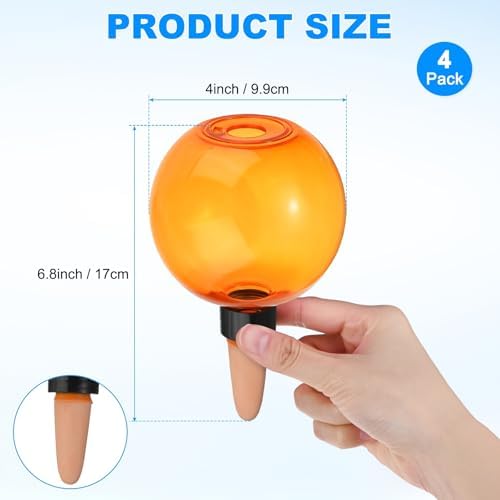 M METERXITY 4-Pack Plant Self Watering Globes, 6.9 oz Plastic Bubble Water Bulbs Top Fill for Indoor/Outdoor Plants, Self Watering Spikes Slow Release Terracotta [Orange] - Image 3
