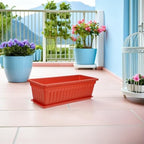 MAGICLULU 2pcs Large Plastic Rectangle Planters with Saucers for Balcony and Garden, Thickened Window Boxes for Vegetable and Strawberry Planting, Brick Red Sturdy Flower Holders - Image 6