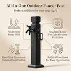 Outdoor Garden Water Column with Dual Outlet Faucet,Vertical Freestanding Aluminum Alloy Hydrant Stand with Integrated Hose Holder Hook,for Courtyards,Pet Bathing(23.6in) - Image 3