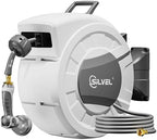 SILVEL Retractable Garden Hose Reel, 1/2 in x 110ft Wall Mount Heavy Duty Automatic Hose Reel with 10 Pattern Nozzle, Any Length Lock & Slow Return System, 180°Swivel Bracket Upgraded UV Resistant by SILVEL