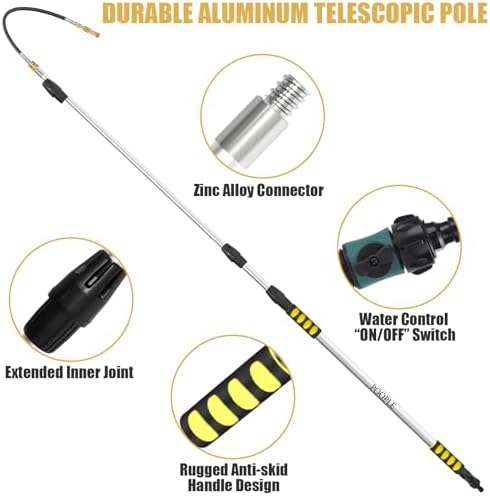 16FT (24ft Reach) Telescopic Gutter Cleaning Tools from The Ground, Rain Gutter Cleaners Tool with Hose Copper Attachment, Long Reach Gutters Cleaner Wand with Extension Pole - Image 6