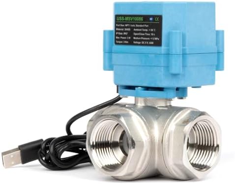 U.S. Solid WiFi Smart Motorized Ball Valve 1 inch NPT for Water Control & Irrigation, 3 Way 304SS Electric Valve, USB Plug, LED Indicator, Flow Direction Window, Remote On/Off Control, NSF Certified - Image 2