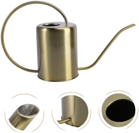 Stainless Steel Watering Can with Long Spout Rust-Resistant Simple Watering Kettle for Indoor and Outdoor Plants in Classic Golden Color for Garden and Home Use - Image 6
