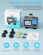 Sprinkler Timer, 2 Zone with Brass Swivel, Digital Irrigation Controller System with Rain Delay/Manual/Automatic Watering for Outdoor Garden Yard Lawn - Image 3