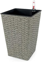 Square Wicker Self-Watering Planters, 2-Pack, Gray - Image 4