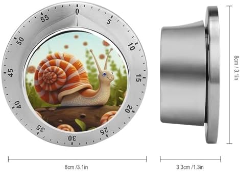 Mechanical Kitchen Timers for Cooking,Cute Snail Printed 60 Minute Magnetic Countdown Timer,Cute Cooking Timers with Alarm,Stainless Steel Time Timer Manual No Batteries Required - Image 2