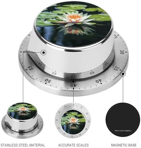 Water Lily Digital Timer for Kids Stainless Steel Mechanical Kitchen Timer Sleek Cooking Timer 60 Minute Cute Countdown Timer for Baking Cooking Home Kitchen Gift - Image 3