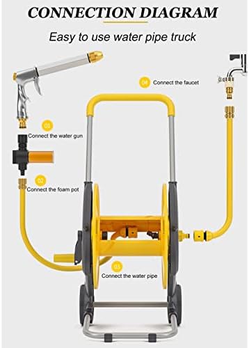 Garden Portable Hose Reel Cart with Wheels, Includes Heavy-Duty Hoses &Storage Shelf and Nozzles, Outdoor Water Pipe Retractable Garden Hose Holder, for Gardening Car Cleaning Watering - Image 3