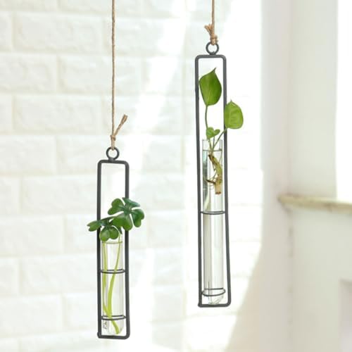 Wall Hanging Planter Xmas Glass Tube Planter with Iron Frame 3pcs - Image 7