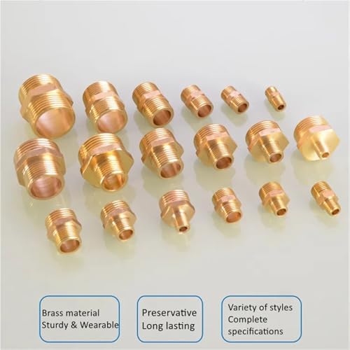 Hose Connector 6pcs Brass Pipe Hex Nipple Fitting 1/8" 1/4" 3/8" 1/2" 3/4" 1" BSP Male Thread Quick Adapter Coupler Connector for Garden Fitting(1l8 to 3l8) - Image 5