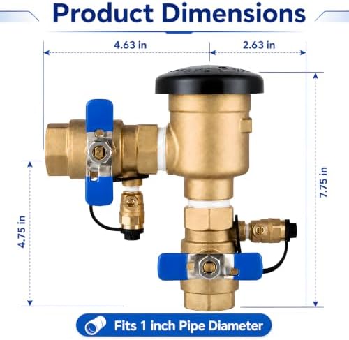 1 Inch Backflow Preventer, Brass Pressure Vacuum Breaker Assembly, 400 PSI Sprinkler Backflow Valve for Lawn Irrigation, Garden Water Lines and Outdoor Anti-Siphon Protection - Image 2