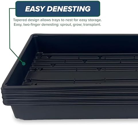 10 Plant Growing Trays (WITH Drain Holes) - 20" x 10" - Perfect Garden Seed Starter Grow Trays: For Seedlings, Indoor Gardening, Growing Microgreens, Wheatgrass & More - Soil or Hydroponic - Image 6