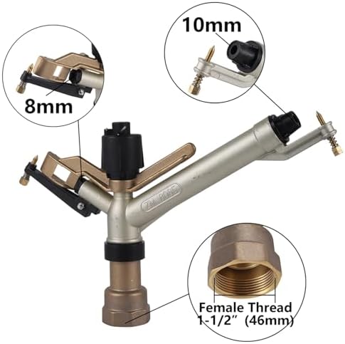 Long Range Sprinkler, 1.5" Lawn Sprinklers, Sprinklers for Yard Large Area Irrigation Watering Spray Gun, Agriculture Farm Irrigation Impact Sprinkler - Image 2