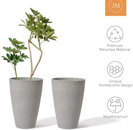 LA JOLIE MUSE Tall Outdoor Round Planter Set of 2, 20 Inch Large Flower Pot - Image 5