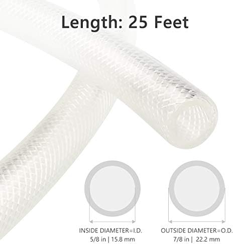 EASTRANS 5/8" ID x 25ft High Pressure Braided Tubing Clear Vinyl Hose - Image 3