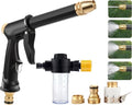 High Pressure Hose Nozzle with 4 Spray Modes, Adjustable Water Spray Gun, Metal Garden Hose Sprayer for Car Wash, Plant Watering, Patio & Outdoor Cleaning (Sprayer Kit with 3 Connectors & Foam Cannon) by Unknown