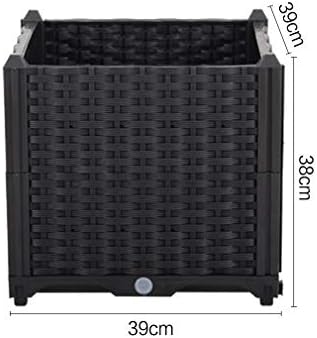 Hershii Square Deepened Garden Raised Bed Kits Plastic Plant Containers Indoor Outdoor Vegetables Herbs Flowers Growing Planter Box - Black - 15.35 X 15.35 X 14.96 Inches - Image 3