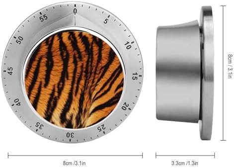 Mechanical Kitchen Timers for Cooking,Tiger Striped Pattern Printed 60 Minute Magnetic Countdown Timer,Cute Cooking Timers with Alarm,Stainless Steel Time Timer Manual No Batteries Required - Image 2
