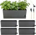 4 Pack Self Watering Pots for Indoor Plants 17 Inches Window Boxes Planters Rectangular Flower Pots Rectangle Herb Pots Large Plant Pots with Drainage Holes and Saucers Windowsill Planter, Grey by KvyusFlourish