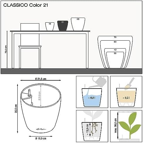 Lechuza Classico Color 21 Nutmeg, Self-Watering Small Round Planter, D8.3 H7.9 in - Image 5