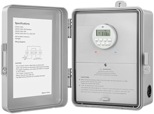 SURAIELEC Digital Pool Timer, 40AMP 240V 3HP, 7-Day Pool Pump Timer Switch by SURAIELEC