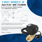 1/2" Brass Motorized Ball Valve - NPT Electric Water Valve 2 Wire Auto Return normally closed with Full Port, 110-230v AC Electric Water Valve With U.S.Plug, IP67 - Image 4